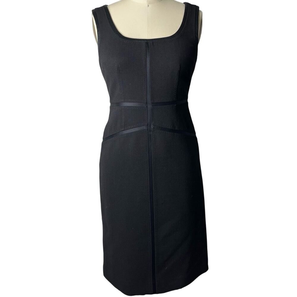 Tory Burch Black Wool and Satin Workwear Dress Size 2